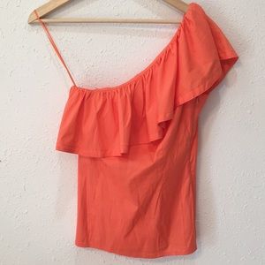 NWT Trina Turk One Shoulder Coral Blouse Size 2